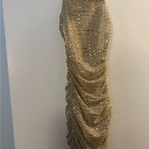 Superdown Gold Sequin Maxi Skirt